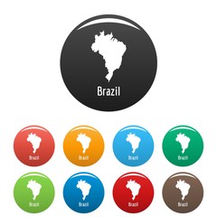 Brazil map in black set vector simple