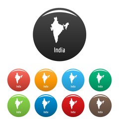 India map in black set vector simple