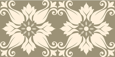 Flowers pattern vector with ceramic print. Background with portuguese azulejo, mexican talavera, spanish, italian majolica motifs.