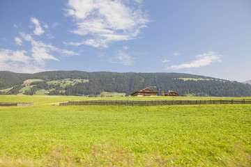 farm at the foot of the mountain