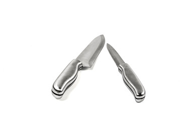 Stainless steel knife is used for cutting of both small and large. image isolated and white background. ( clipping path )