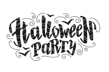 Vector flat halloween lettering quote design with doodle elements isolated on white background. Good for party flayer, leaflet, poster, invitation, placard or banner.