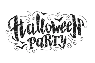 Fototapeten Vector flat halloween lettering quote design with doodle elements isolated on white background. Good for party flayer, leaflet, poster, invitation, placard or banner. © artflare