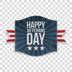 Happy Veterans Day realistic patriotic Label