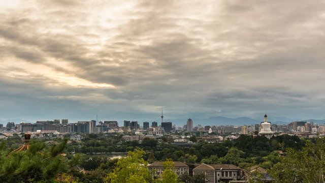 Timelapse of Beijing skyline at sunset,Beijing,China.