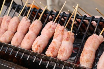 BBQ sausages street food