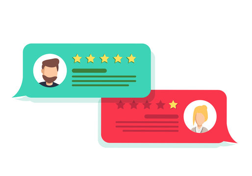 Concept of customer feedback. Rating in the form of stars. Negative or positive rating.