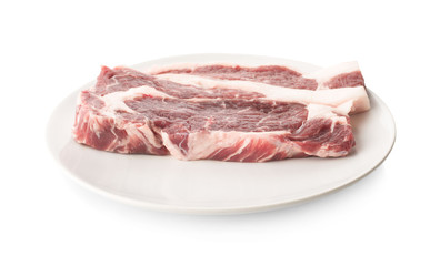 raw pork neck isolated on white