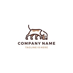 walking dog smells vector logo template