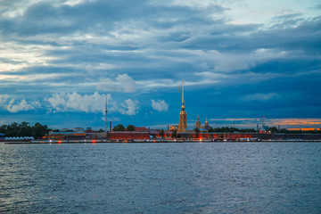 Fototapeta premium Night view of the Peter and Paul Cathedral.