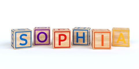 Name Sophia bunte Würfel 