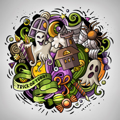 Cartoon vector doodles Happy Halloween illustration