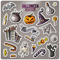 Obraz premium Set of Happy Halloween cartoon stickers