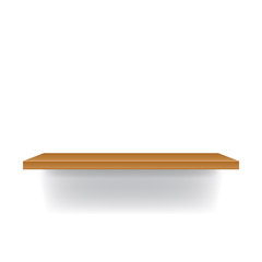 White, Blue, and Brown realistic shelf isolated on white background.