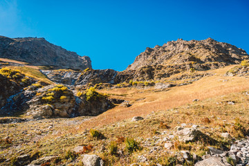 Fototapeta na wymiar Rocky mountains with stones. Mountain landscape.