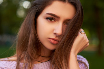 Shame and shyness facial expression. Shy girl