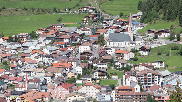 Beautiful view on the village of Nauders, at the north of the famous Reschensee