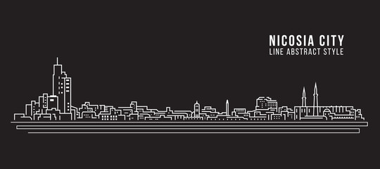Cityscape Building Line art Vector Illustration design - Nicosia city