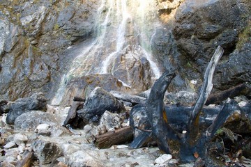 klinserfall waterfall in totes gebirge mountains