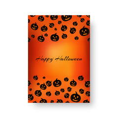 Invitation template with flying black smiling pumpkins for festive decoration for halloween