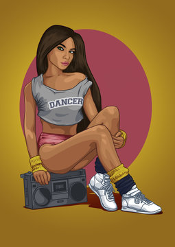 girl with boombox