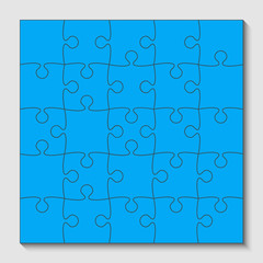 25 Blue Puzzle Pieces - JigSaw - Vector