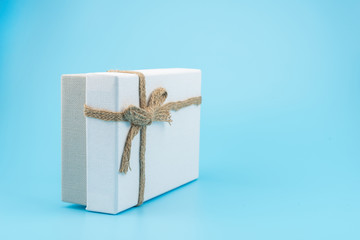 Gift box  on a blue background.