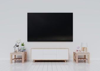 TV in modern empty room, 3d rendering
