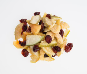 Dried fruits or assorted preserved fruits on background.
