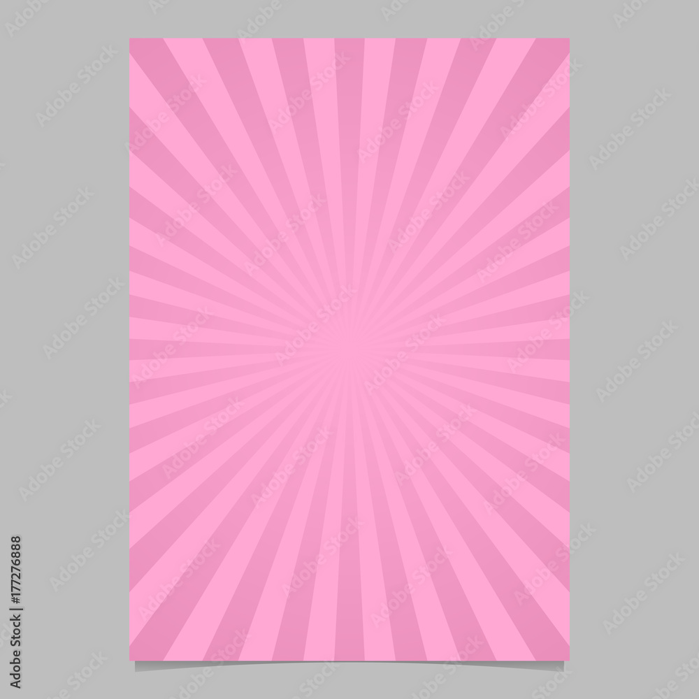 Poster pink abstract dynamic burst card template - vector document background graphic with striped rays