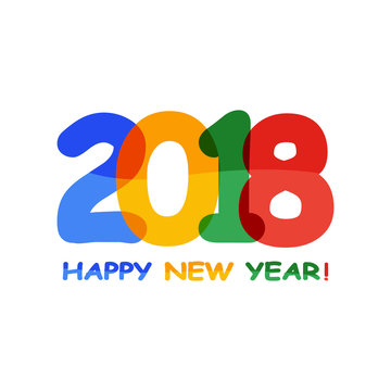 Vector 2018 Happy new year text for posters, calendars, ect. Isolated on white background.