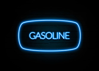 Gasoline  - colorful Neon Sign on brickwall