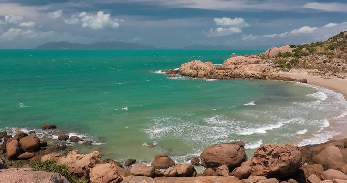 Horseshoe Bay at Bowen - iconic beach with granite climbing rocks, Australia