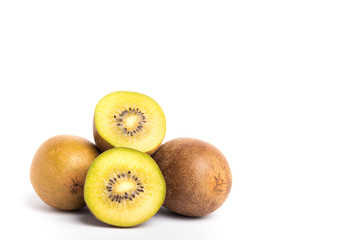 sun gold kiwi fruit on a white background