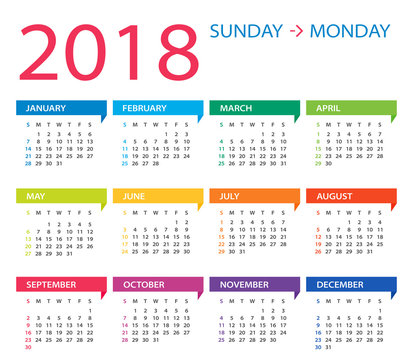 2018 calendar - vector Illustration