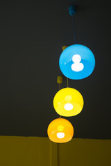 Colorful of modern lamp hanging on the ceiling