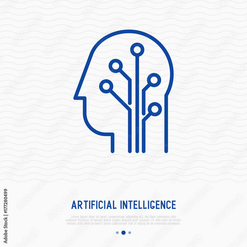 Aufkleber artificial intelligence thin line icon. vector illustration of machine learning.