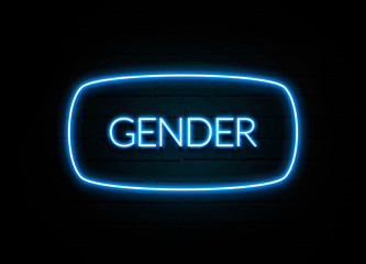 Gender  - colorful Neon Sign on brickwall