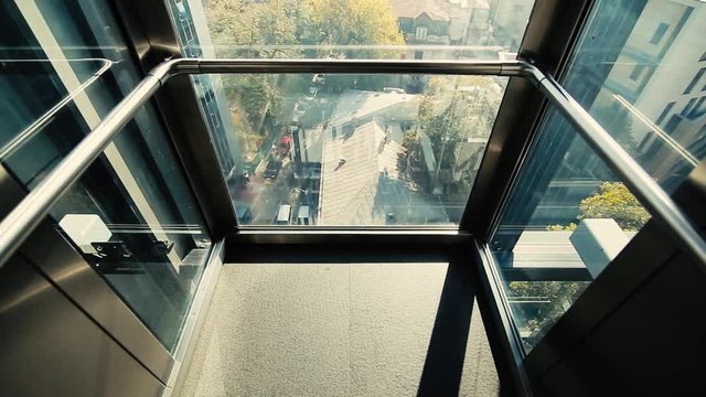 Open elevator descending