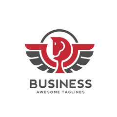 Pegasus logo vector. Stylized winged horse logo vector illustration.
