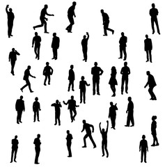 vector isolated silhouette of people go stand