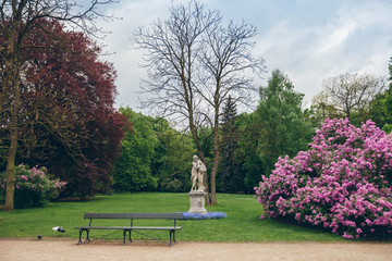 Royal Park of Lazienki in Warsaw. Spring day