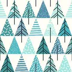 Washable Wallpaper Murals Triangle Abstract geometric seamless repeat pattern with christmas trees.