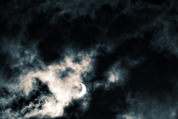 Naklejka na ściany i meble Scary Moon with Clouds