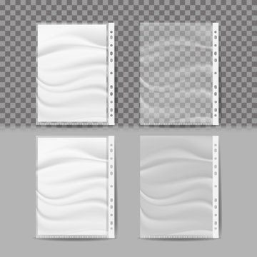 Plastic File Vector. A4 Size. Store And Protect Paper Documents. Business Form Pocket Mock Up. Isolated On Transparent Background Illustration