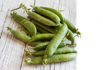 Fresh green pods from farmers market