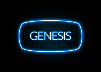 Genesis  - colorful Neon Sign on brickwall
