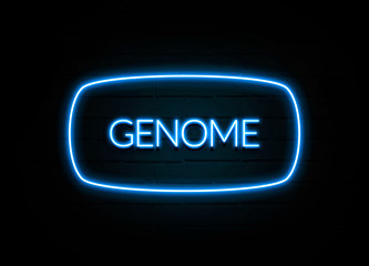 Genome  - colorful Neon Sign on brickwall
