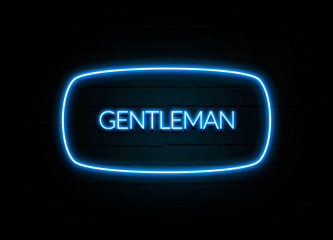 Gentleman  - colorful Neon Sign on brickwall