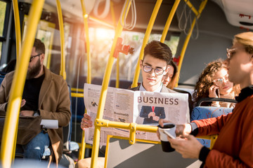 young businessman in bus